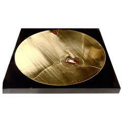 1970s Etched Brass and Black Resin by Jean-Claude Dresse