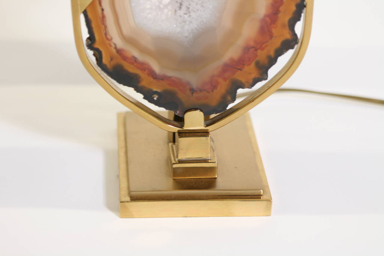 Lamp with Agate Attributed to Willy Daro In Excellent Condition For Sale In Bois-Colombes, FR