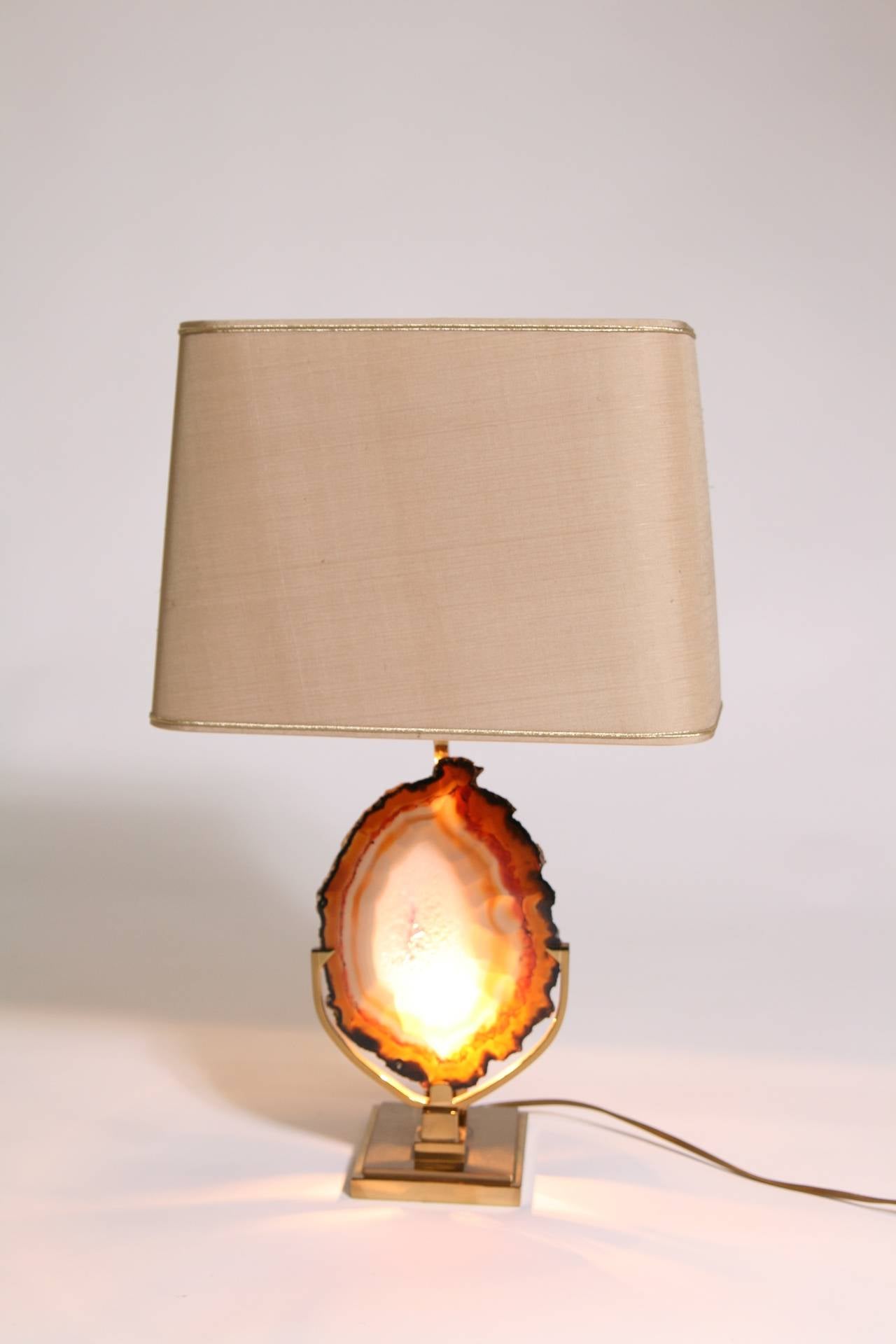 Lamp with Agate Attributed to Willy Daro For Sale 1