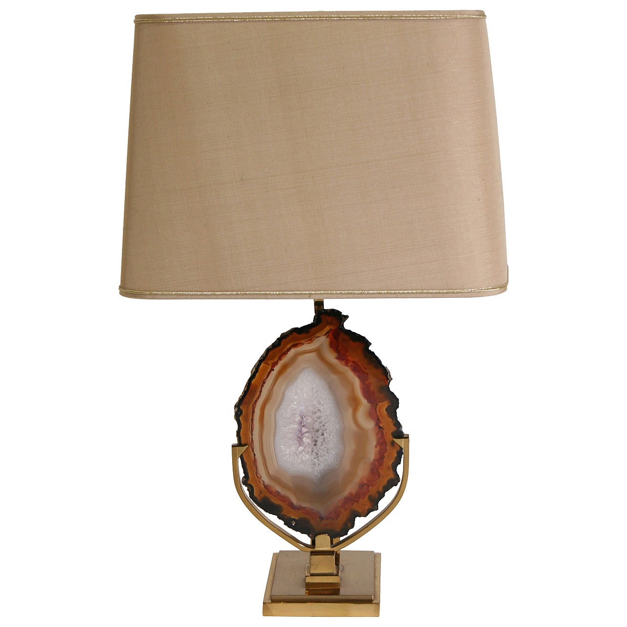 Lamp with Agate Attributed to Willy Daro For Sale