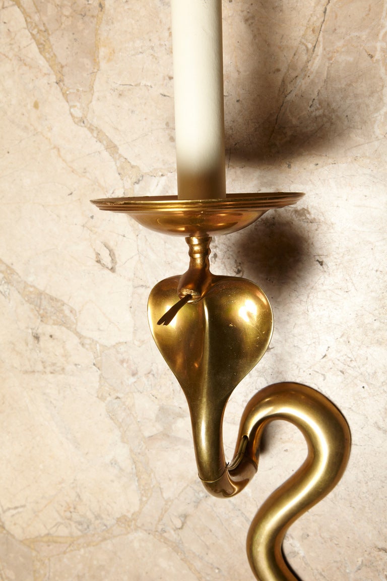 French Unusual pair of snake sconces