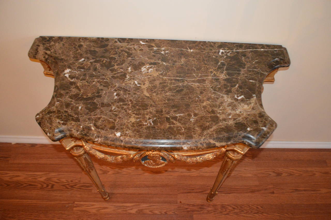 Pair of Louis XVI Style Painted and Gilt Consoles 2