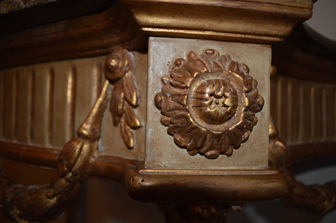 Pair of Louis XVI Style Painted and Gilt Consoles 1