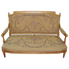 Louis XVI Style Gilded with Needlepoint Settee