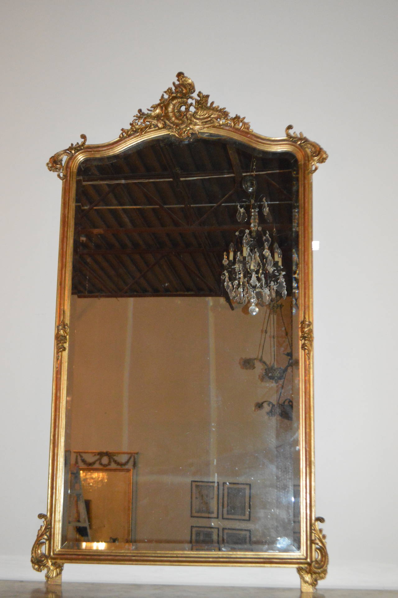 19th Century Louis XV Style Large Gilded Mirror