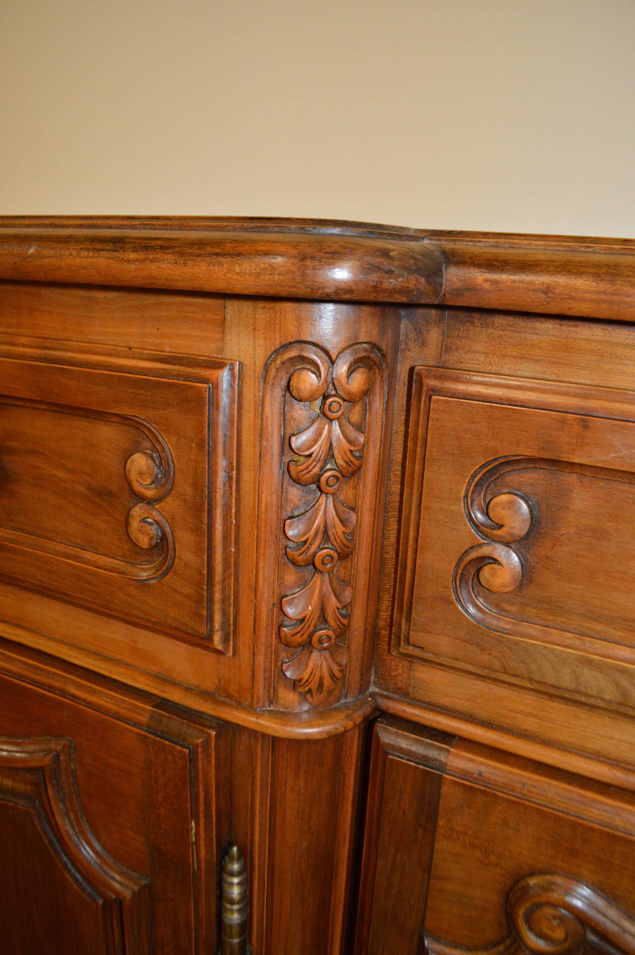 French Louis XV Style Solid Walnut Buffet