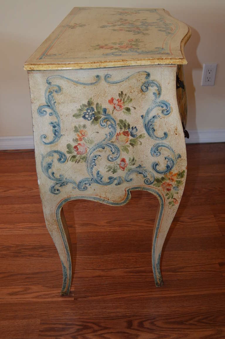 20th Century Louis XV Style Hand Painted Commode