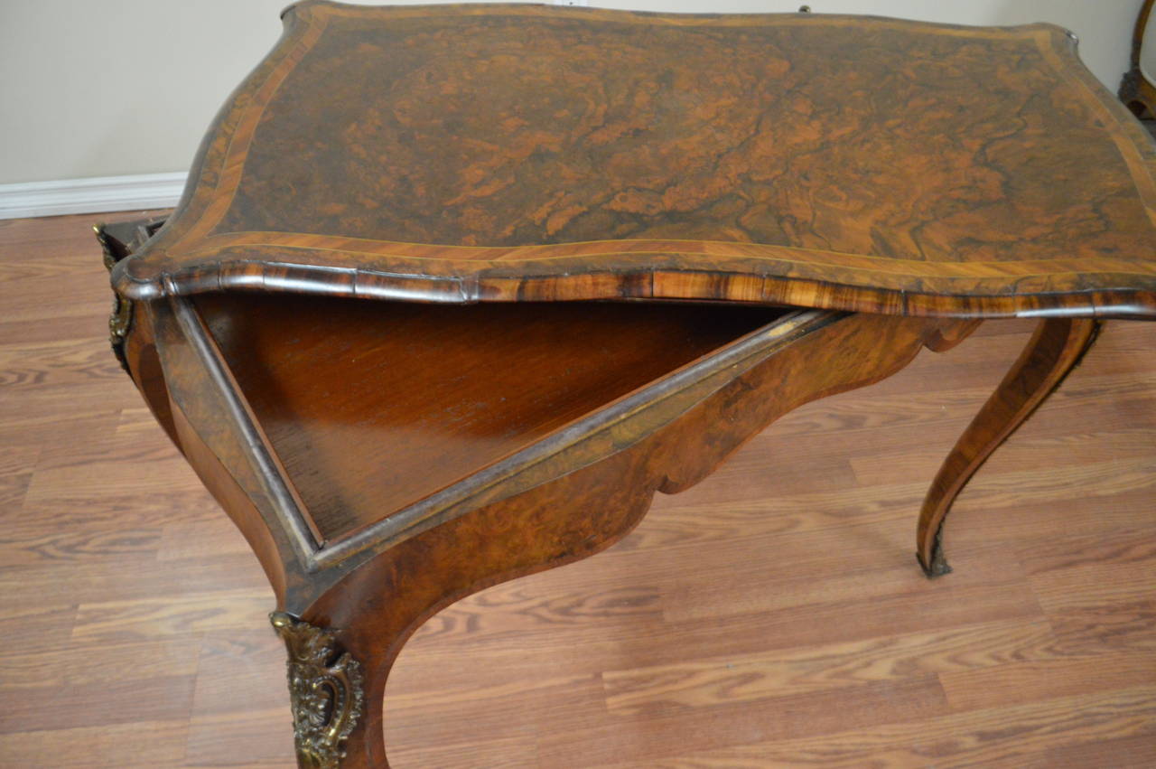 Louis XV Style Burled Mahogany Games Table In Good Condition In Oakville, ON
