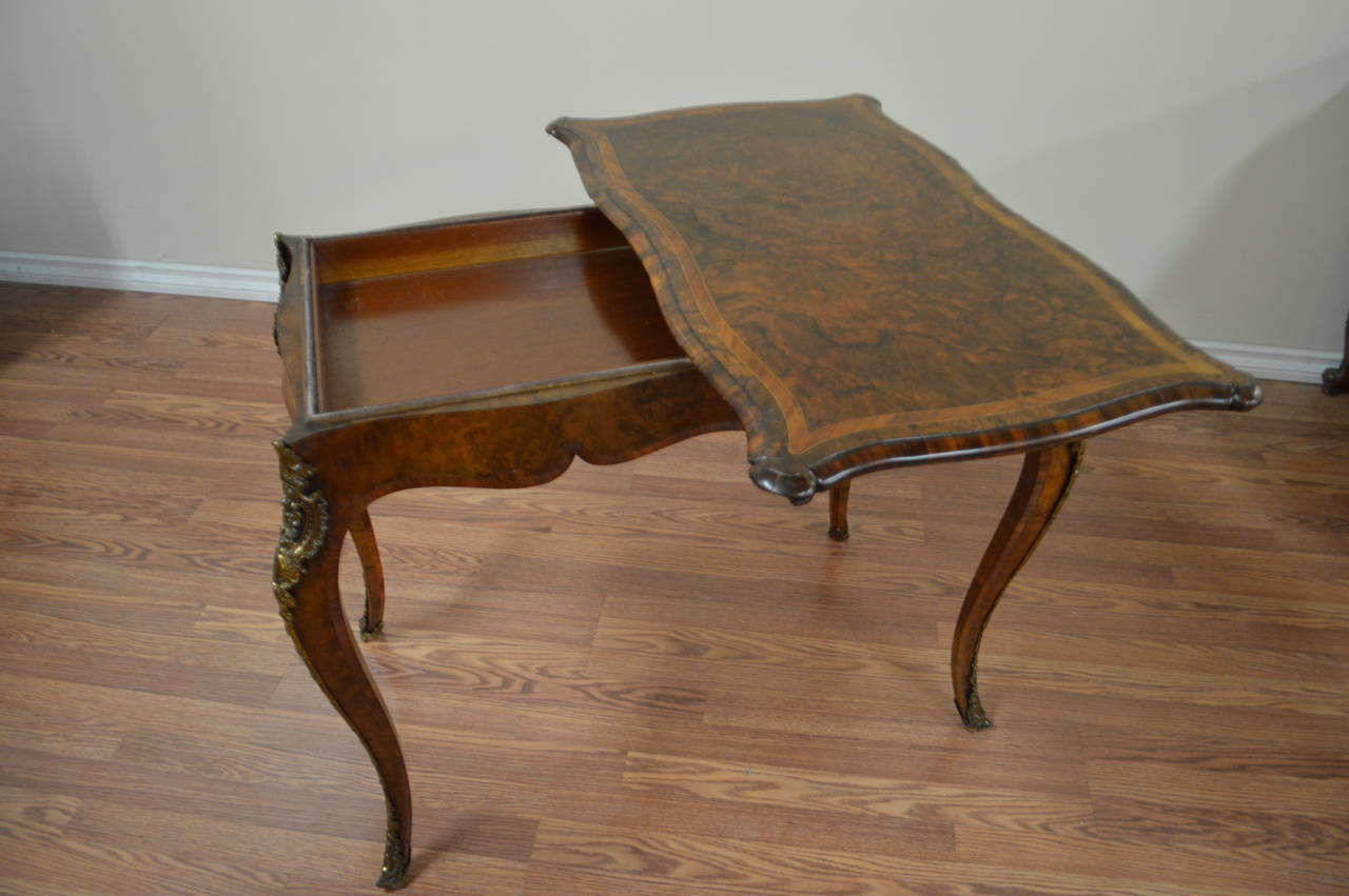 19th Century Louis XV Style Burled Mahogany Games Table