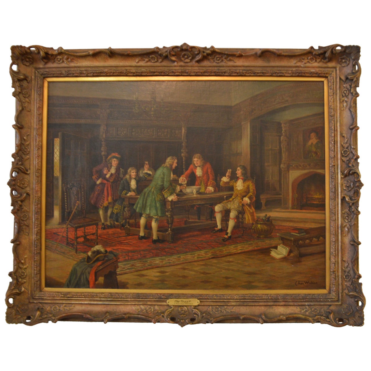 Oil on Canvas, "the Toast" Signed Charles Willis
