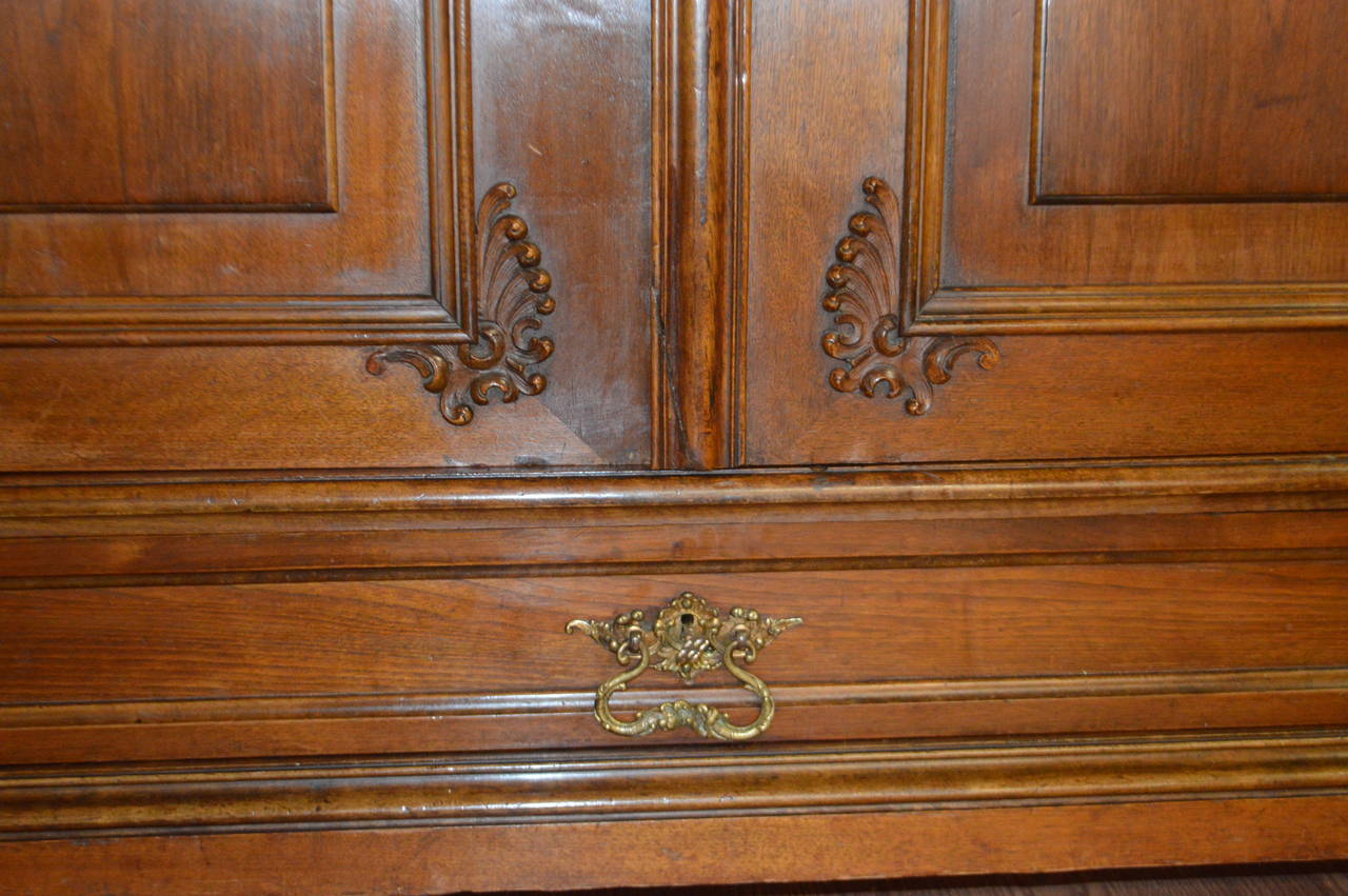 French 19th Century Walnut Armoire with Custom Built in Drawers