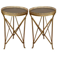 Pair of Industrial style iron gilded bouillotte tables.