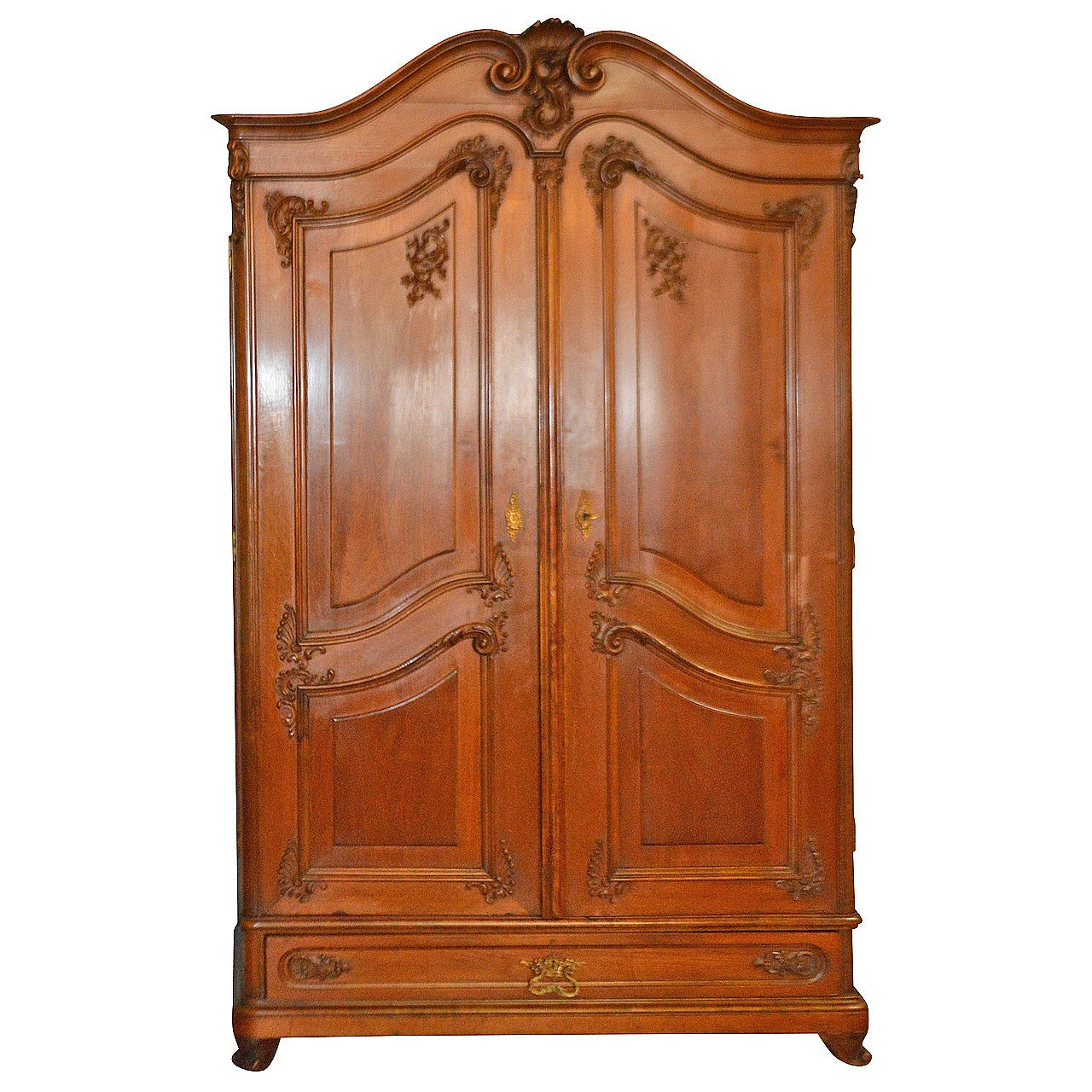 19th Century Walnut Armoire with Custom Built in Drawers