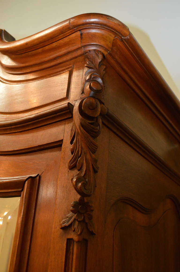 French Louis XV Style Two Door Walnut Armoire