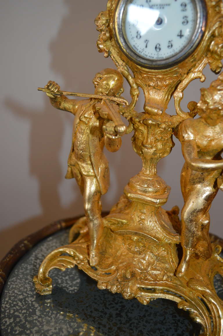 Gilded Metal Decorative Table Clock In Excellent Condition In Oakville, ON