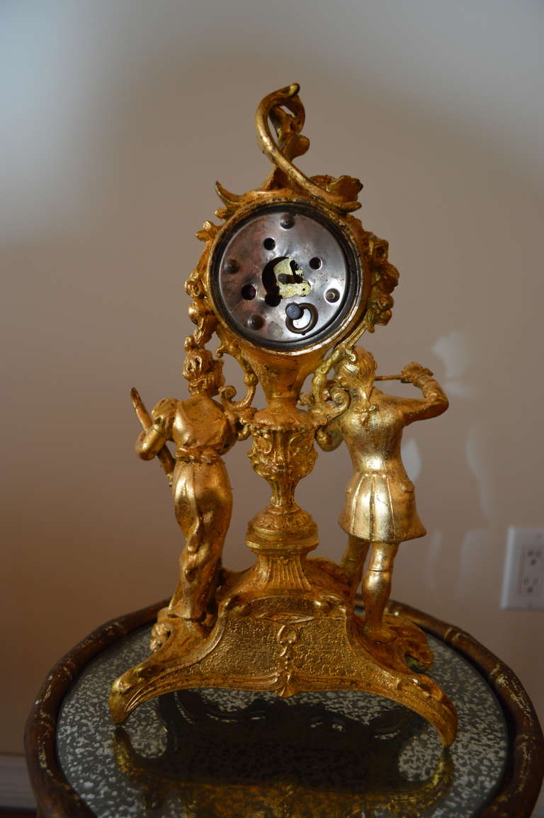 19th Century Gilded Metal Decorative Table Clock