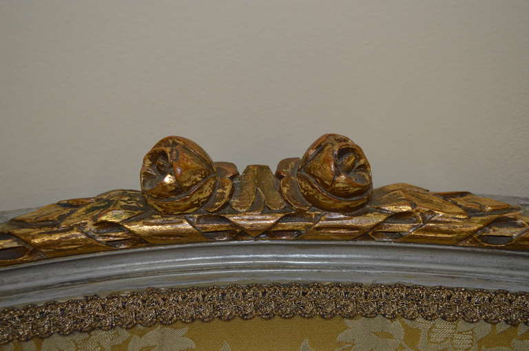 Wood Pair of Louis XVI Style Painted Marquise Bergeres