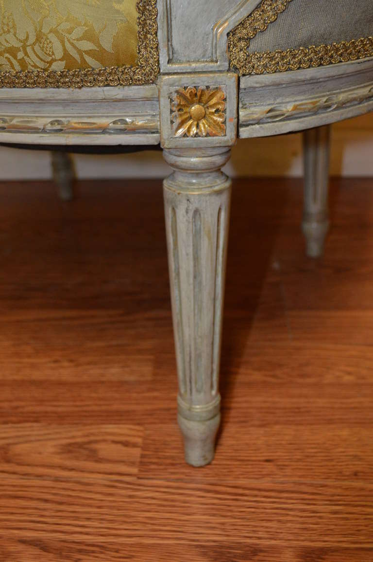 Pair of Louis XVI Style Painted Marquise Bergeres 1
