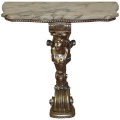 Figural Pedestal Console with Marble Top