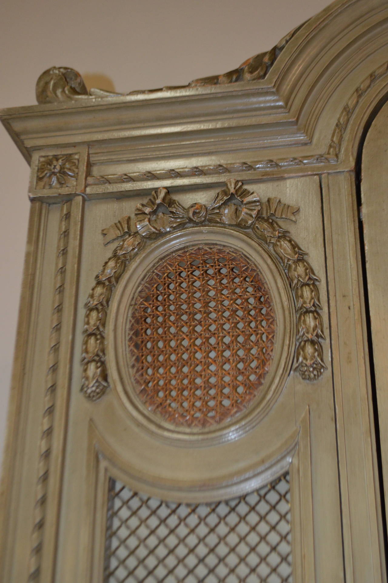 Lacquered 19th Century Louis XVI Style Painted Armoire
