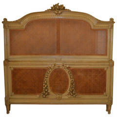 Louis XVI Style Painted and Caned Double or Queen Size Bed