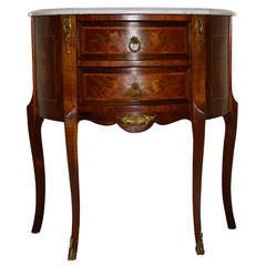 Restauration Period Style Inlay Demi-lune Small Commode