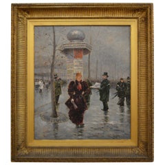 Parisian Scene, Oil On Canvas