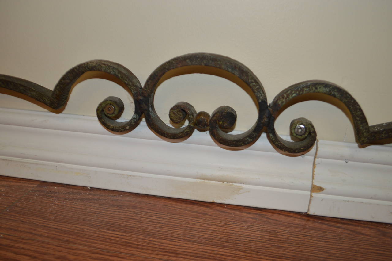 Patinated Wrought Iron with Marble-Top Console Table