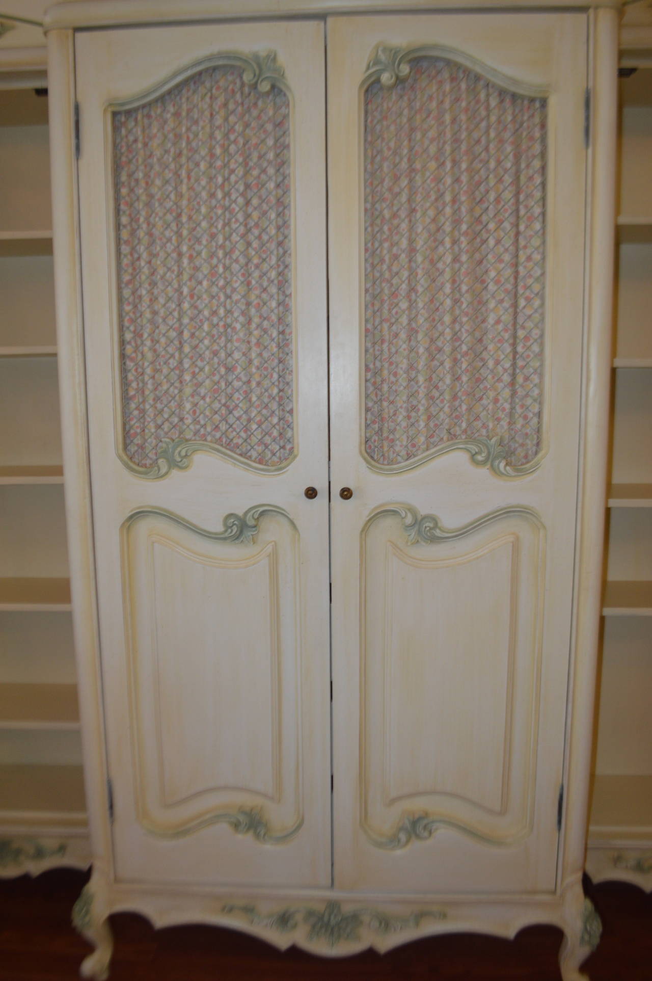 French Louis XV Style Painted Four-Door Armoire