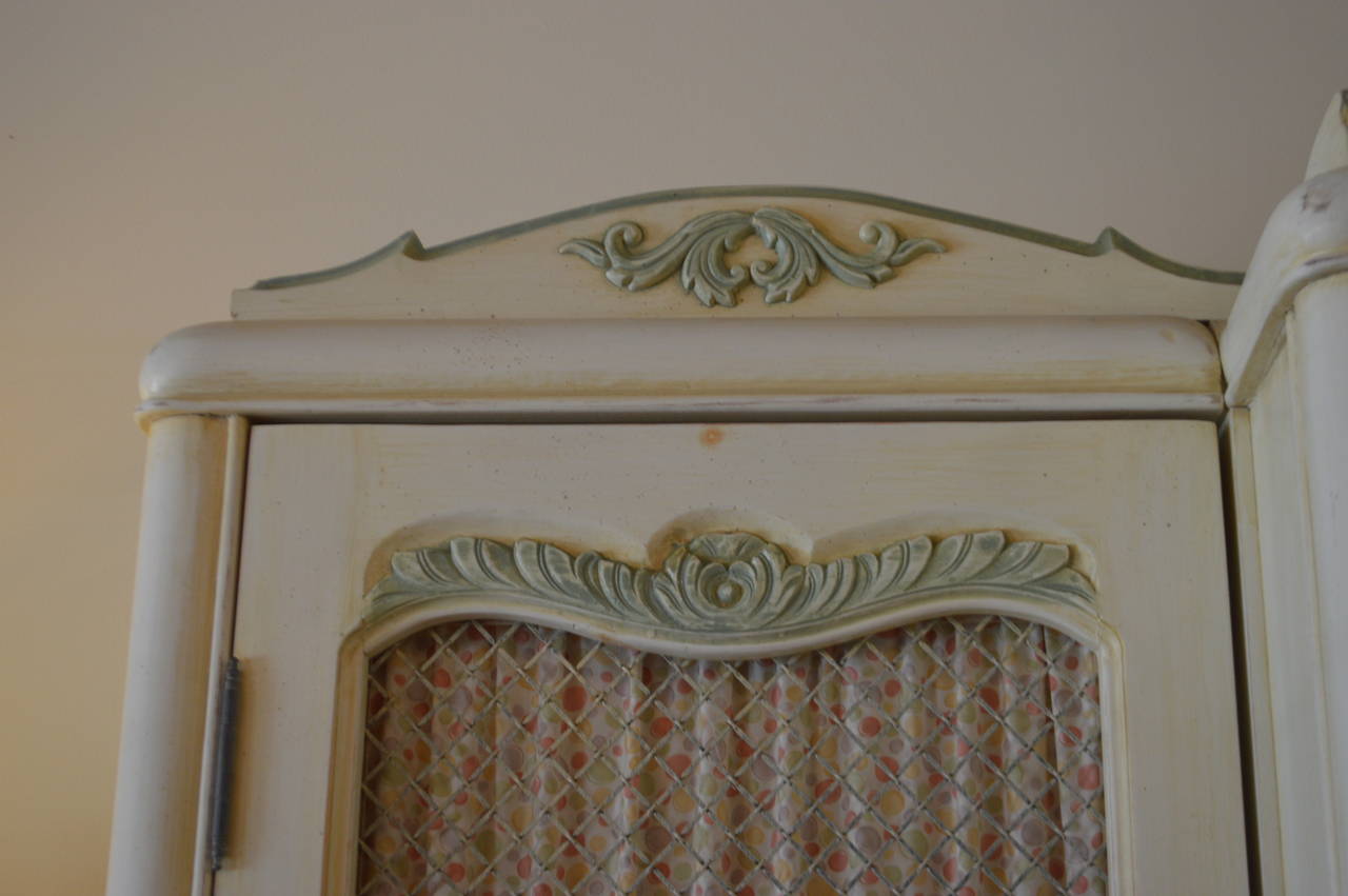 Wood Louis XV Style Painted Four-Door Armoire