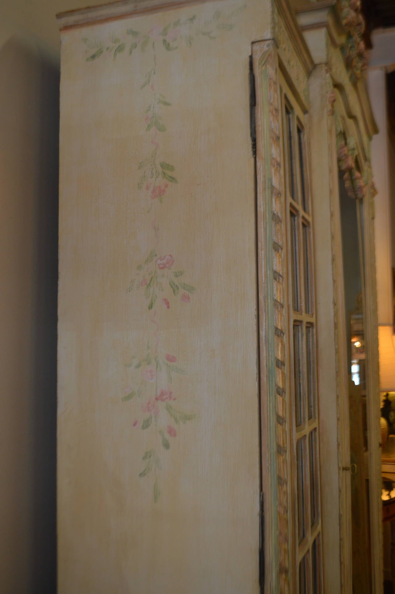 20th Century Louis XVI Style Painted Armoire with Glass Door