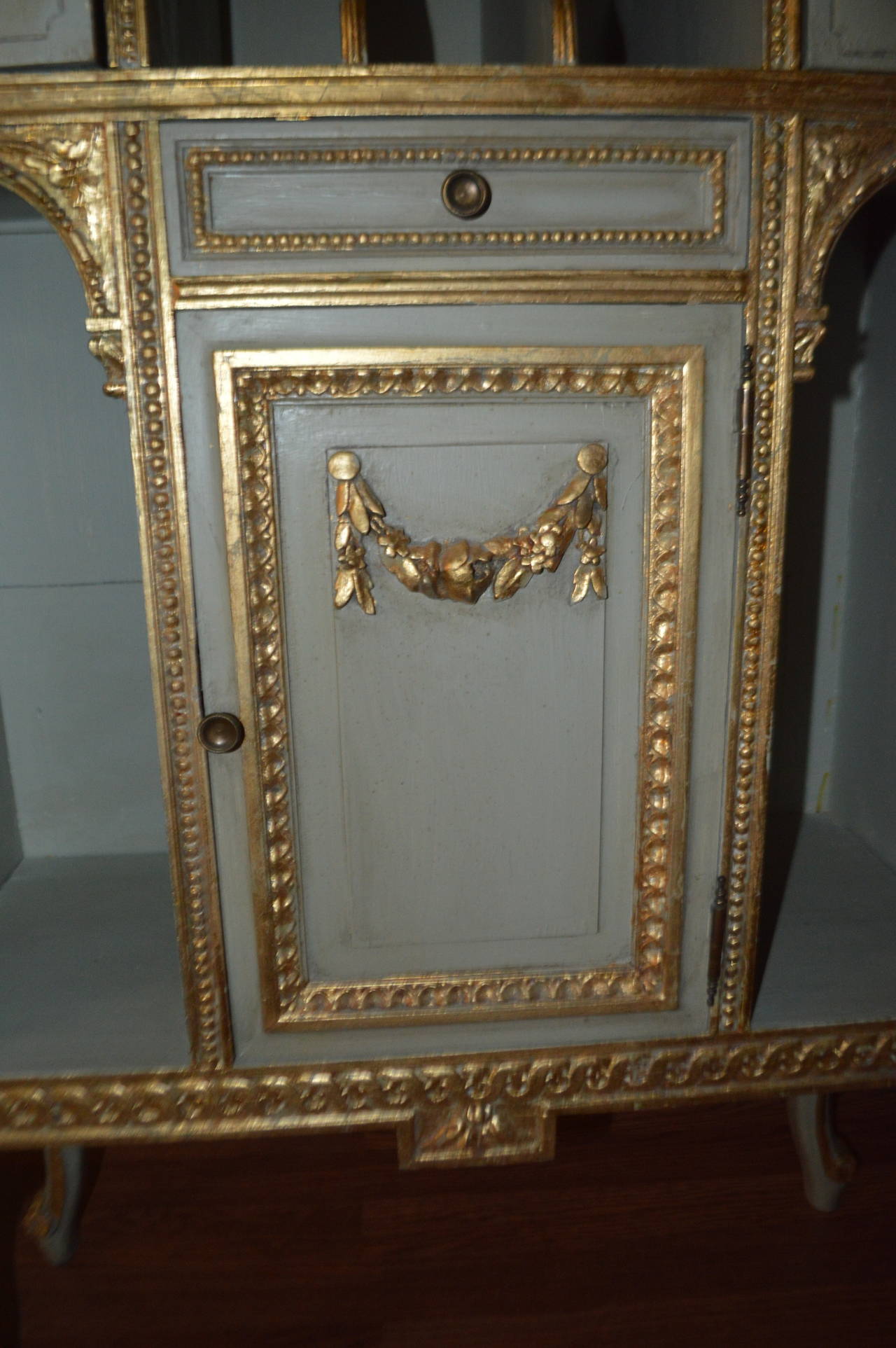 Louis XV Style Painted with Gilt Music Cabinet In Excellent Condition In Oakville, ON