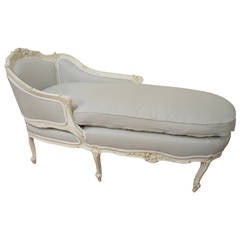 Antique Louis XV Style Painted Chaise Longue