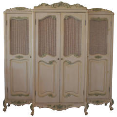 Vintage Louis XV Style Painted Four-Door Armoire