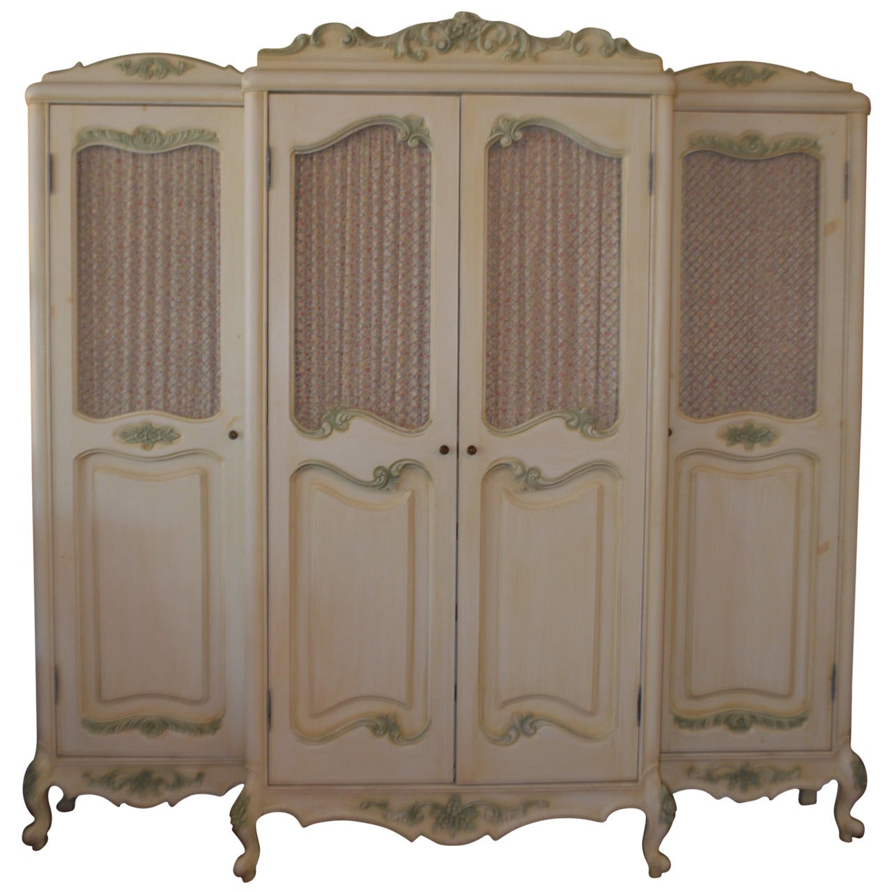 Louis XV Style Painted Four-Door Armoire
