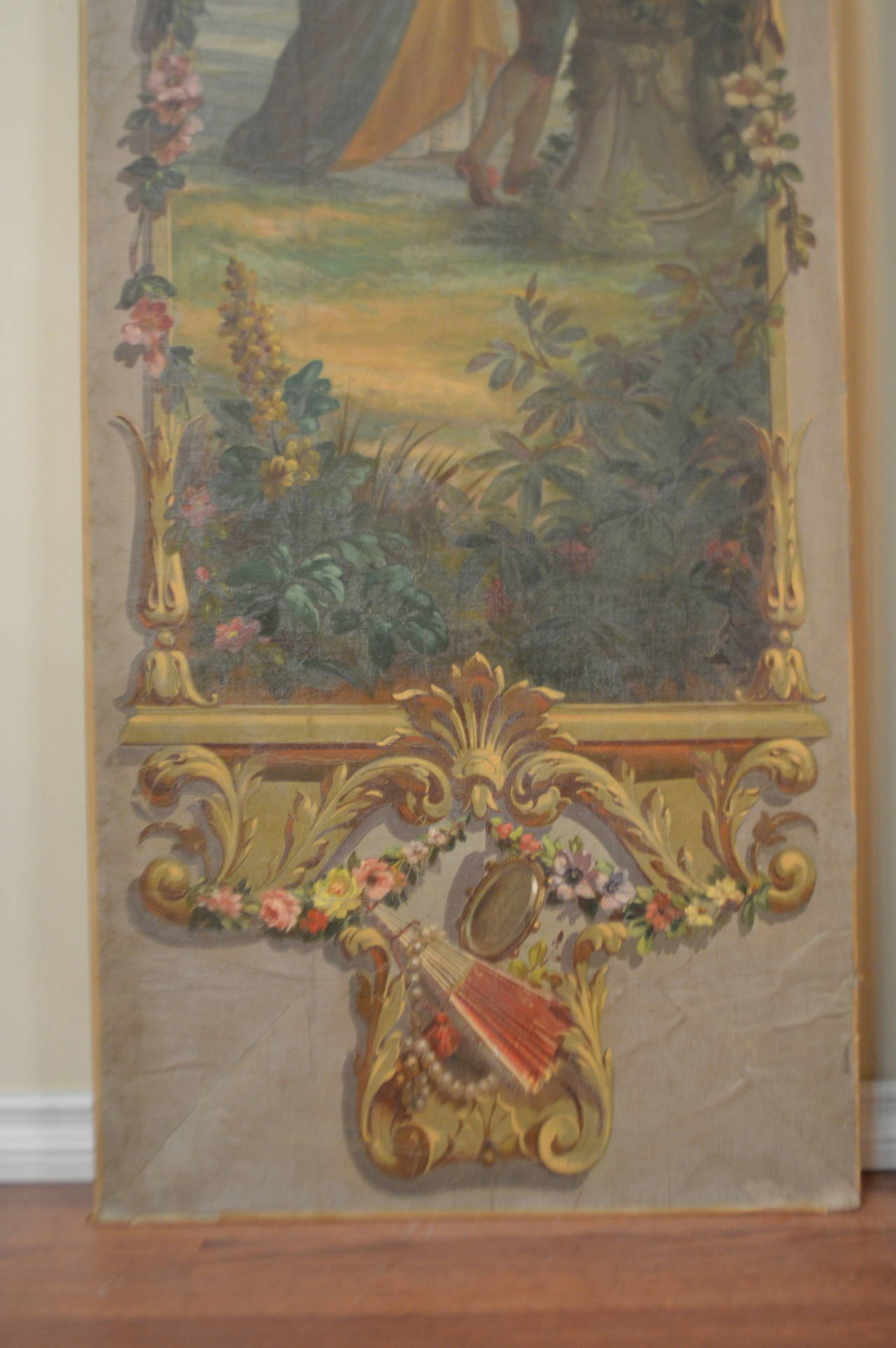 French Pair of Large 19th Century Oil Paintings For Sale