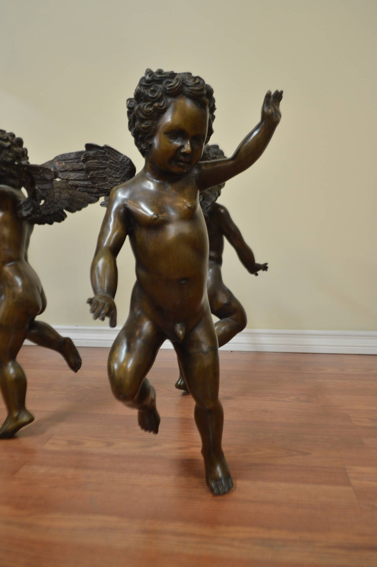 French Bronze Cherubs Base Cocktail Table