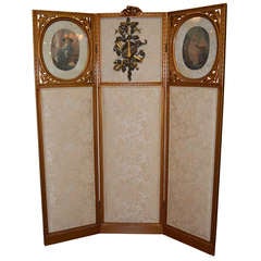 Louis XVI style gilded three panels screen.
