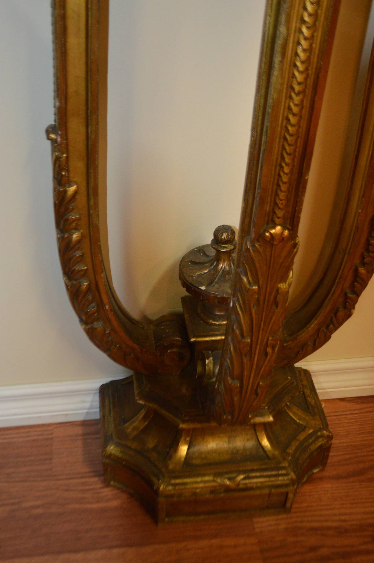 19th Century Louis XVI Style Gilded Demilune Pedestal
