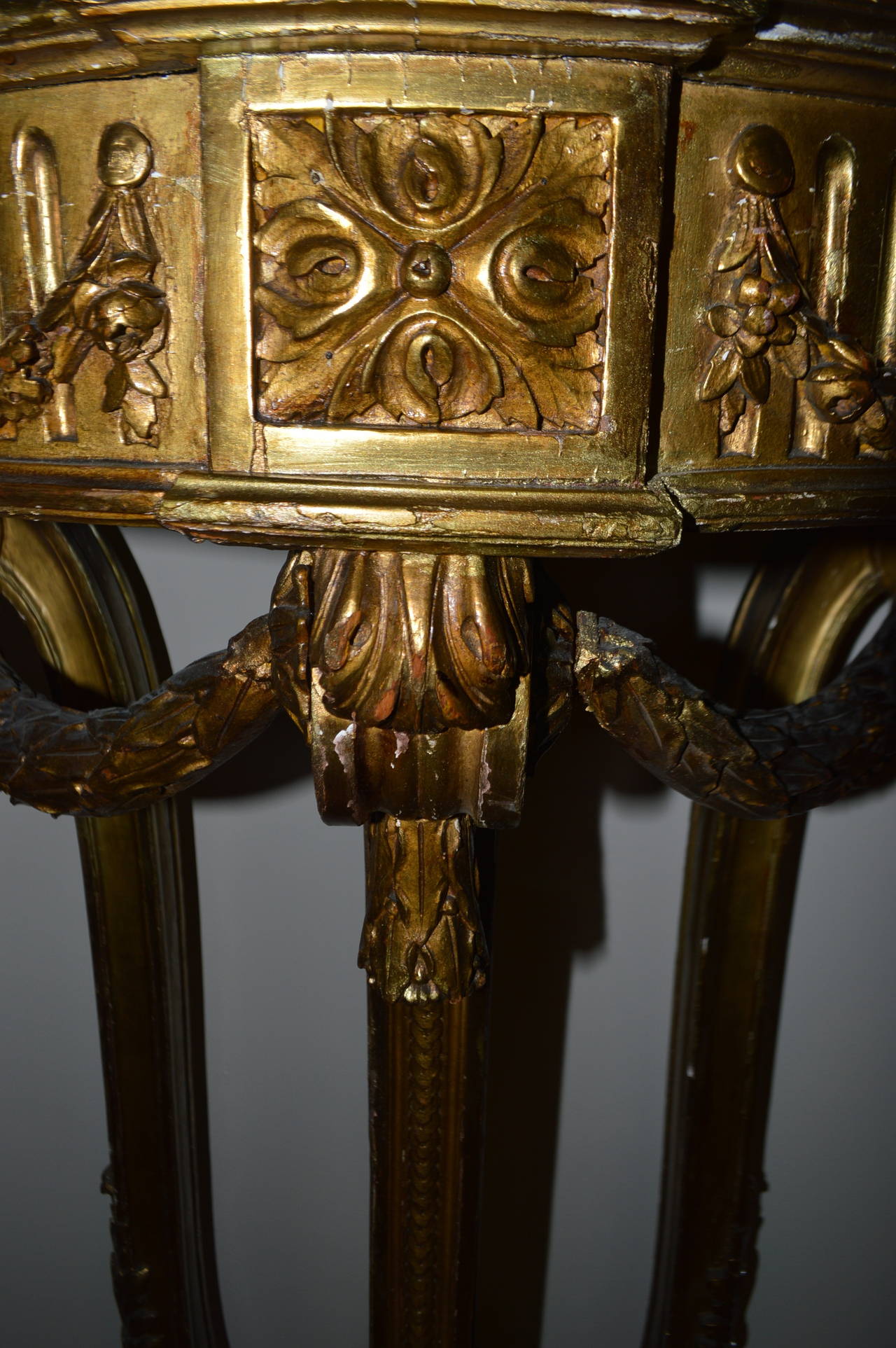 Gilt Louis XVI Style Gilded Demilune Pedestal