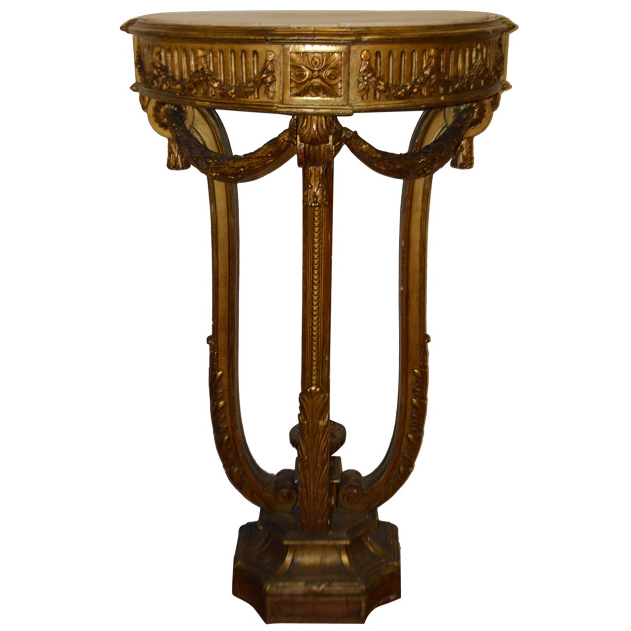 Louis XVI Style Gilded Demilune Pedestal