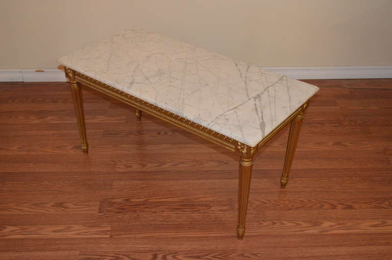 Marble Louis XVI Style Gilded Coffee Table