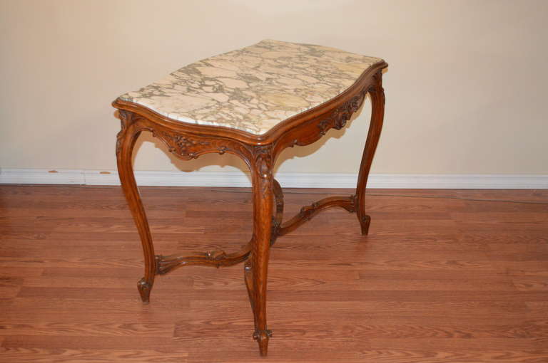 French Louis XV Style Walnut Console Table