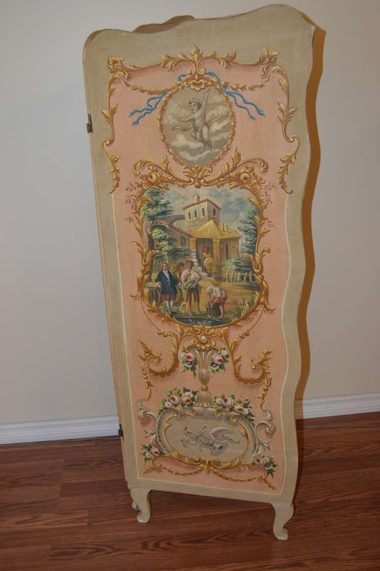 Louis XV Hand-Painted Screen