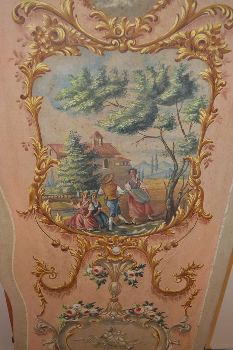 French Hand-Painted Screen