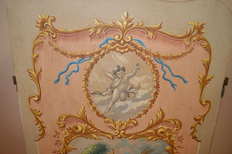 19th Century Hand-Painted Screen