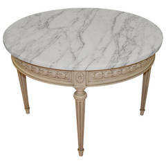 Louis XVI Style Painted Cocktail Table with Marble Top