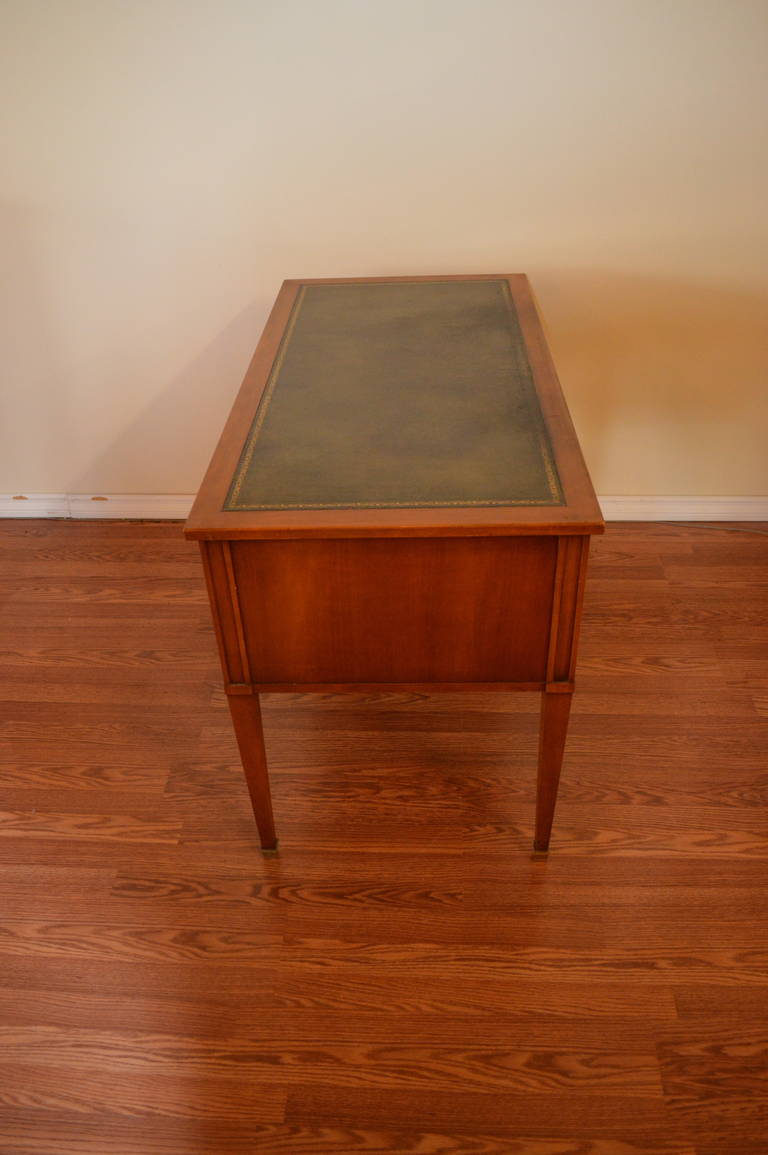 Louis XVI Style Fruitwood Desk with leather top and side drawers. For Sale 1