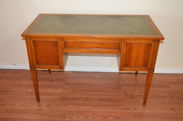 Louis XVI Style Fruitwood Desk with leather top and side drawers. For Sale 2