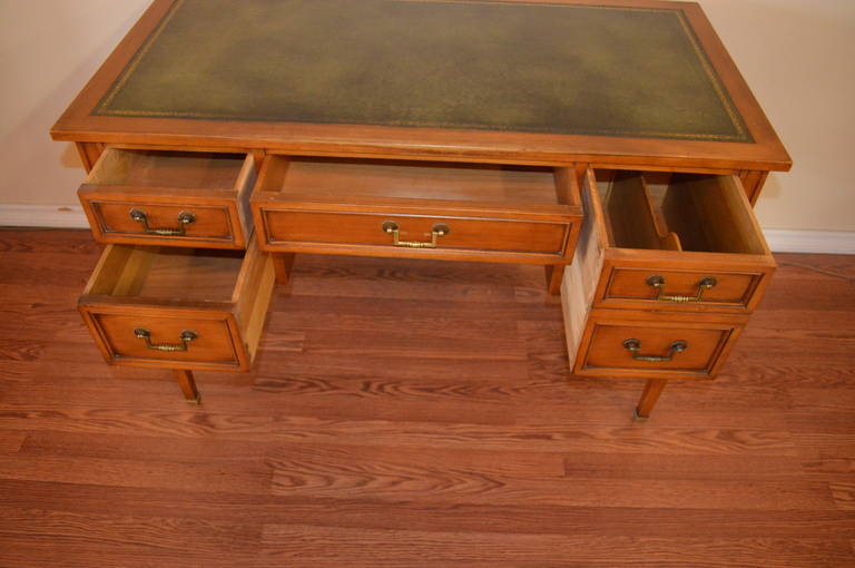 Louis XVI Style Fruitwood Desk with leather top and side drawers. For Sale 4